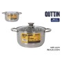 Casserole with lid Quttin New neron Silver Ø 24 cm 6 L Stainless steel (4 Units)