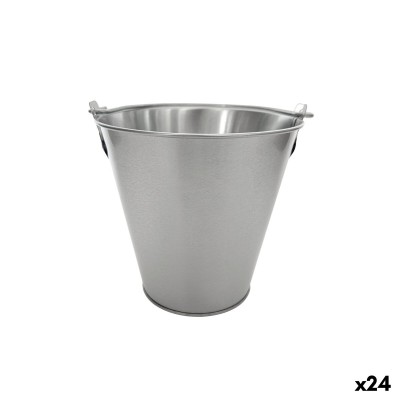 Bucket with Handle My Bar Silver Steel 15 x 10 x 15 cm (24 Units)