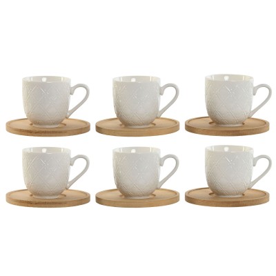 Ensemble de tasses à café Home ESPRIT Blanc Bambou Porcelaine 90 ml