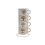 Piece Coffee Cup Set Home ESPRIT White Beige Metal Stoneware 150 ml