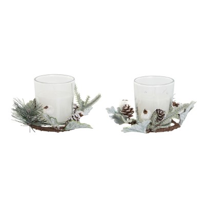Candle Set DKD Home Decor White Christmas 10 x 10 x 7 cm 19 x 10.5 x 7 cm (2 Units)