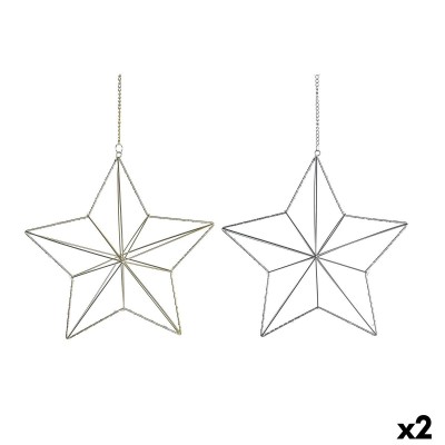 Décorations de Noël DKD Home Decor Métal Étoile (2 Unités) (30 x 11 x 30 cm)