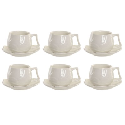 Jeu de 6 tasses avec plat Home ESPRIT Blanc Porcelaine 120 ml