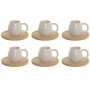 Set of 6 Cups with Plate Home ESPRIT White Bamboo Porcelain 150 ml
