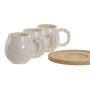 Set of 6 Cups with Plate Home ESPRIT White Bamboo Porcelain 150 ml