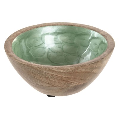 Bol pour Apéritifs Home ESPRIT Vert Naturel Bois de manguier Moderne Laqué 15 x 15 x 6,5 cm