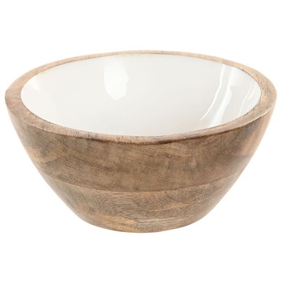 Snack Bowl Home ESPRIT White Natural Mango wood Lacquered 15 x 15 x 7 cm