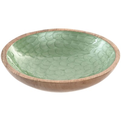 Snack Bowl Home ESPRIT Green Natural Mango wood Modern Lacquered 30 x 30 x 7 cm