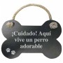 Décoration Suspendue Magnet & Steel Cuidado aquí vive un perro adorable Os Ardoise Corde