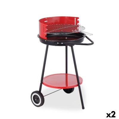 Roues de barbecue au charbon de bois Algon Noir Rouge 42 x 76,5 cm (2 Unités)