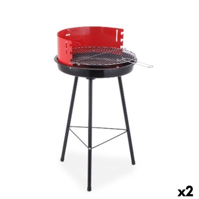 Barbecue à Charbon sur Pied Algon Noir Rouge 42 x 76,5 cm (2 Unités)