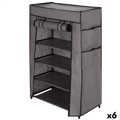 Shoe Rack Max Home Black Grey Metal Textile 60 X 90 X 30 CM (6 Units)