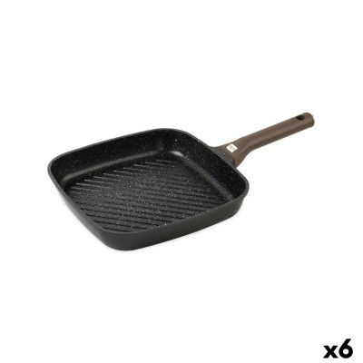 Poêle à Grilller Quttin LEATHER Marron Noir Aluminium fondu 28 x 28 cm (6 Unités)