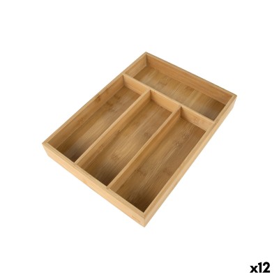 Range-couverts Quttin Marron Bambou 34 x 25 x 4,5 cm (12 Unités)