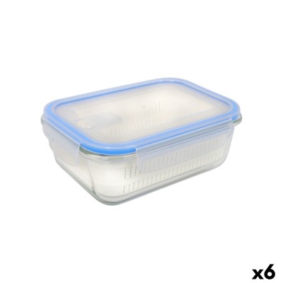 Lunch box Quttin Blue Transparent Rectangular 1,3 L (6 Units)