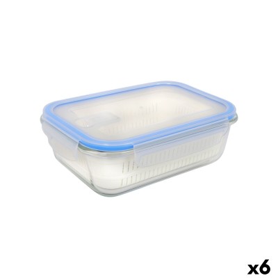 Boîte à lunch Quttin Bleu Transparent Rectangulaire 1L (6 Unités)