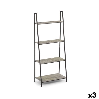 Étagère MobleKit Noir Gris Bois Métal 60 x 34,5 x 150 cm (3 Unités)