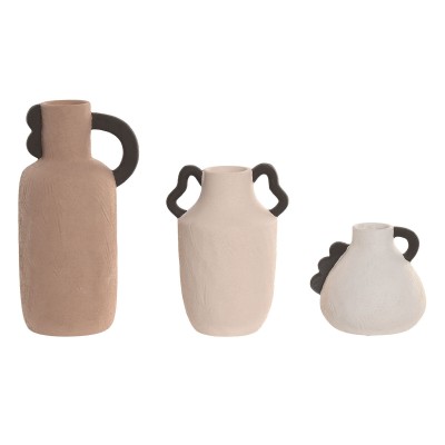 Set of 3 Vases Home ESPRIT Multicolour Stoneware 13 X 10 X 24 CM (3 Pieces)