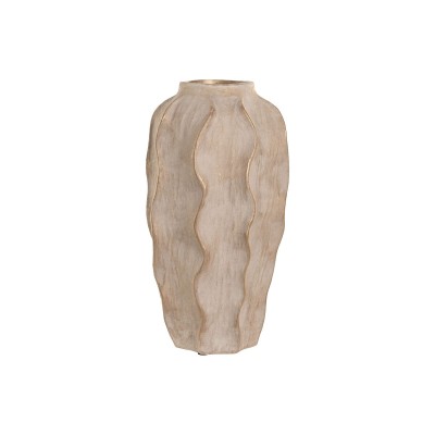 Vase Home ESPRIT Beige Grès Ondes Finition vieillie 25 x 25 x 50 cm