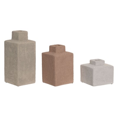 Set of 3 Vases Home ESPRIT Multicolour Stoneware 10 X 10 X 22,5 CM (3 Pieces)