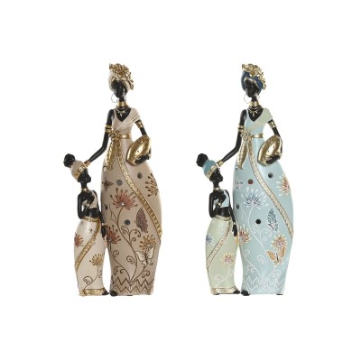 Decorative Figure Home ESPRIT Green Beige African Woman (2 Units)