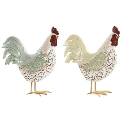 Decorative Figure Home ESPRIT Green Rooster (2 Units)