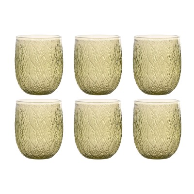 Set de Verres Home ESPRIT Vert Verre Avec relief 360 ml (6 Unités)