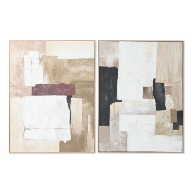 Painting Home ESPRIT White Beige Abstract Urban 92 x 4,5 x 121,5 cm (2 Units)