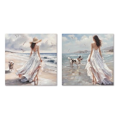 Painting Home ESPRIT Blue White Mediterranean 80 x 3 x 80 cm (2 Units)