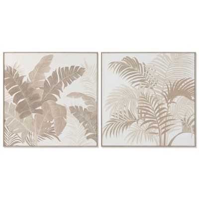 Cadre Home ESPRIT Blanc Naturel Volets Tropical Avec relief 102,5 X 4,5 X 102,5 CM (2 Unités)