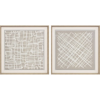 Painting Home ESPRIT White Beige Abstract Urban 80 x 5 x 80 cm (2 Units)