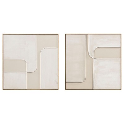 Cadre Home ESPRIT Blanc Beige Abstrait Urbaine 92 x 4,5 x 92 cm (2 Unités)
