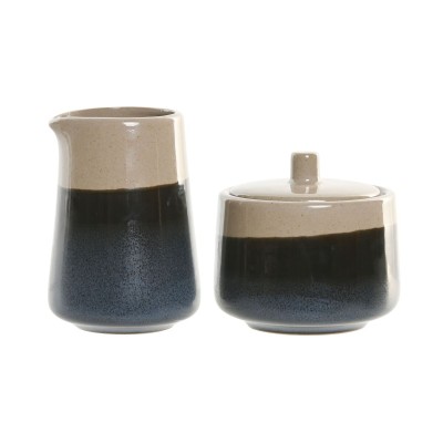 Laitière et sucrier Home ESPRIT Bleu Gris Porcelaine 250 ml 9 X 9 X 8,4 cm 2 Pièces