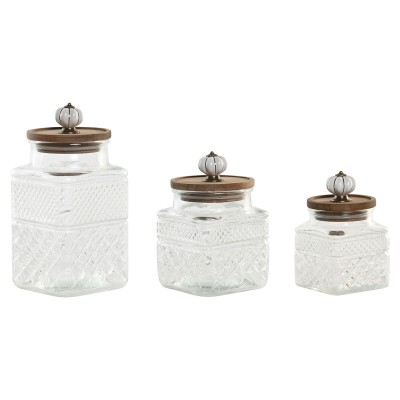 Set de 3 Boites Home ESPRIT Transparent Naturel 1,8 L 3 Pièces