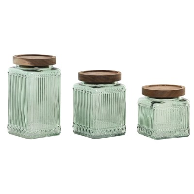 Set de 3 Boites Home ESPRIT Vert Naturel 1 L 3 Pièces