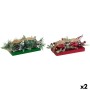 Candle DKD Home Decor Red Green 5,5 x 5,5 x 6,5 cm (2 Units)
