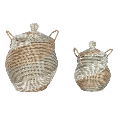 Basket set Home ESPRIT Orange Natural Seagrass (2 Pieces)