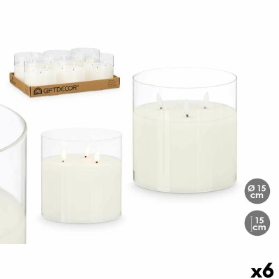 Bougie LED Gift Decor Blanc Transparent 15 x 15 x 15 cm (AA) (6 Unités)