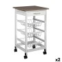 Vegetable trolley MobleKit White Brown Wood Metal 37 x 37 x 76 cm (2 Units)