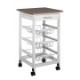 Vegetable trolley MobleKit White Brown Wood Metal 37 x 37 x 76 cm (2 Units)