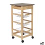 Vegetable trolley MobleKit Brown Grey Wood Metal 37 x 37 x 76 cm (2 Units)