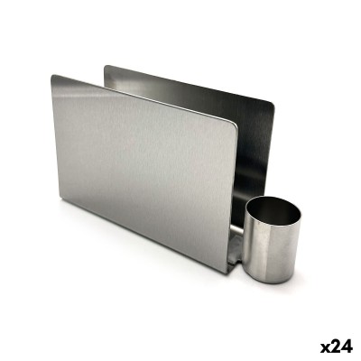 Napkin holder My Bar Silver Steel 16,2 x 4,5 x 9 cm (24 Units)