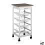 Vegetable trolley MobleKit White Brown Wood Metal 37 x 37 x 82 cm (2 Units)