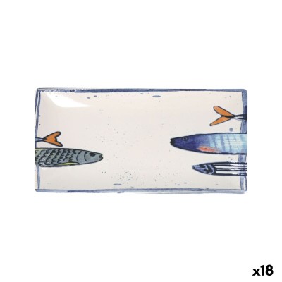 Serving Platter La Mediterránea Peixe 2.0 Multicolour Ceramic Rectangular 30 x 15 x 2 cm (18 Units)