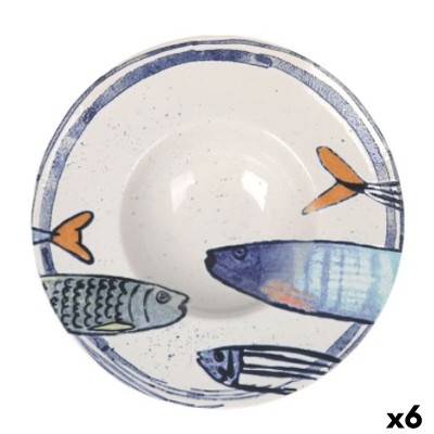 Assiette à pâtes La Mediterránea Peixe 2.0 Multicouleur Céramique Ø 28 cm (6 Unités)
