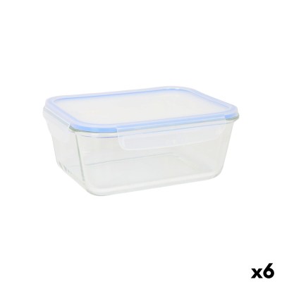 Boîte à lunch Quttin Bleu Transparent Rectangulaire 1,8 L (6 Unités)