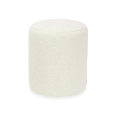 Pouffe Gift Decor White Cloth MDF Wood