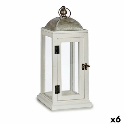 Lantern Gift Decor White Silver Wood Metal 18 x 43 x 18 cm (6 Units)