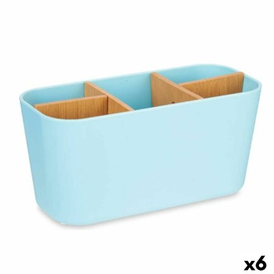 Toothbrush Holder Berilo Blue Bamboo polypropylene 21 x 10 x 9 cm (6 Units)
