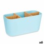Toothbrush Holder Berilo Blue Bamboo polypropylene 21 x 10 x 9 cm (6 Units)